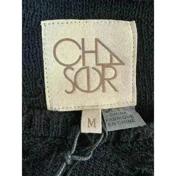 Chaser Women’s Feather Fringe Knit Sweater Size Medium Black NWT Whimsical Goth - Picture 2 of 9